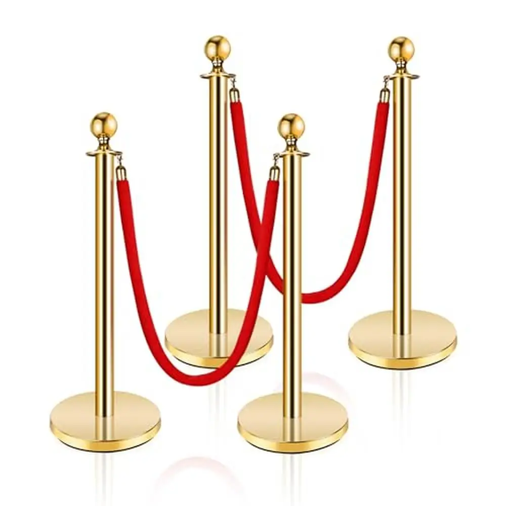 Stainless Steel Stanchion Post Set with Red Velvet Ropes Events and Crowd Control