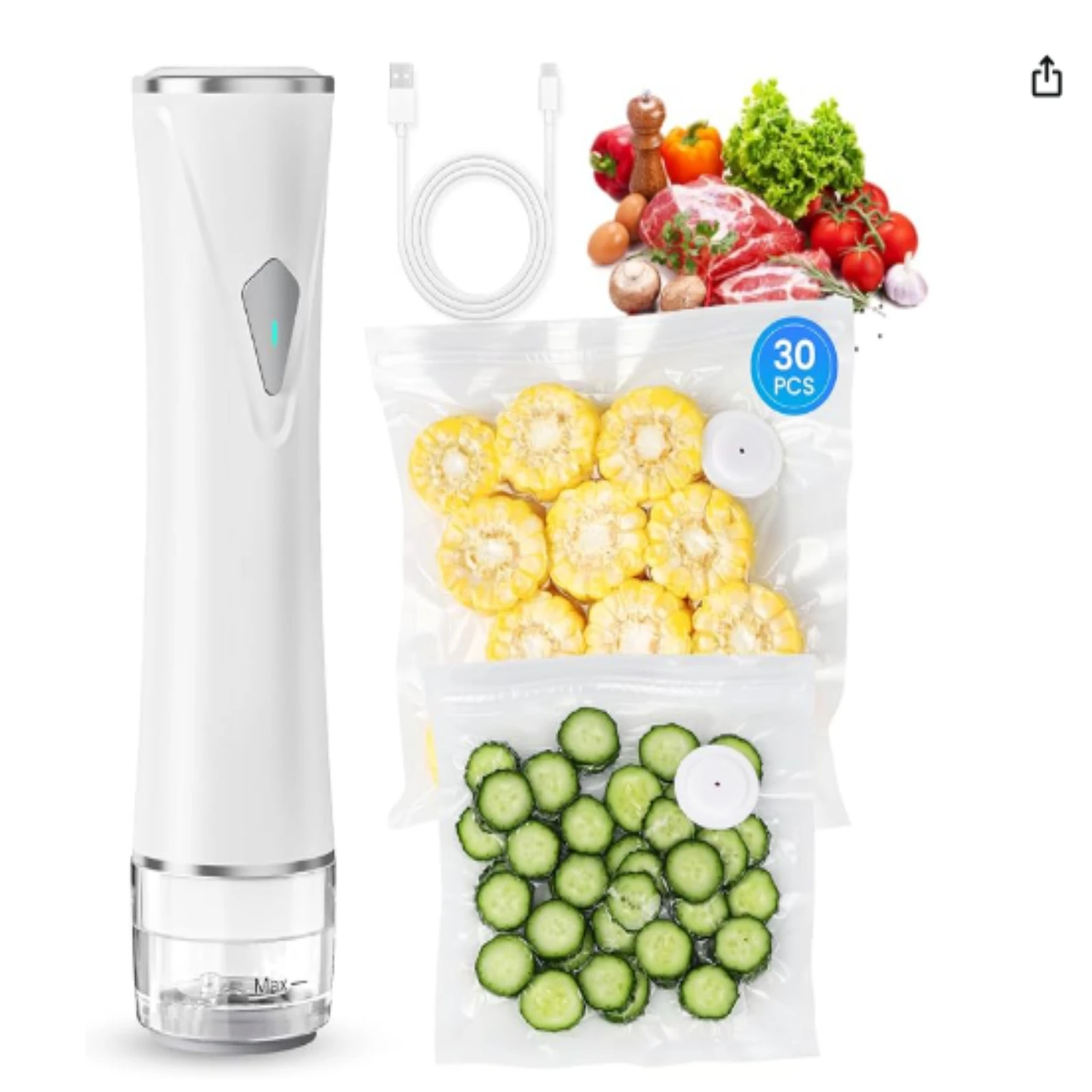 

SANLIKE Handheld Wireless Vacuum Sealing Machine Comes With 30 Reusable Bags Portable Food Compression Bag Fresh-keeping Machine