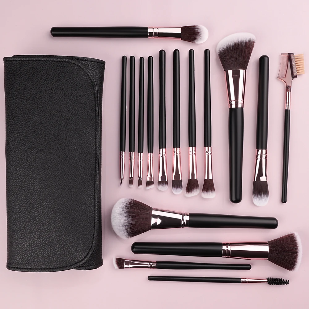 

RONSLORE 16pcs Makeup Brush set Professional Premium Beauty Cosmetic Foundation Powder Eyeshadow Brush Kit with Cosmetic Bag