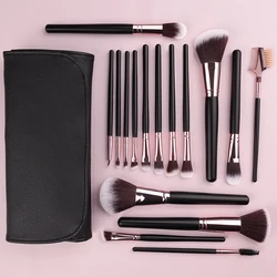 RONSLORE 16pcs Makeup Brush set Professional Premium Beauty Cosmetic Foundation Powder Eyeshadow Brush Kit with Cosmetic Bag