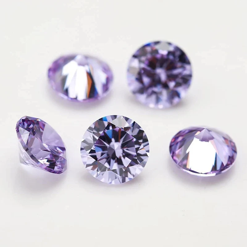 Size 1mm-10mm 5A Round Cut Cubic Zirconia Stone White SeaBlue Violet Tanzanite Lavender Mix 5 Color Loose CZ Synthetic Gemstone