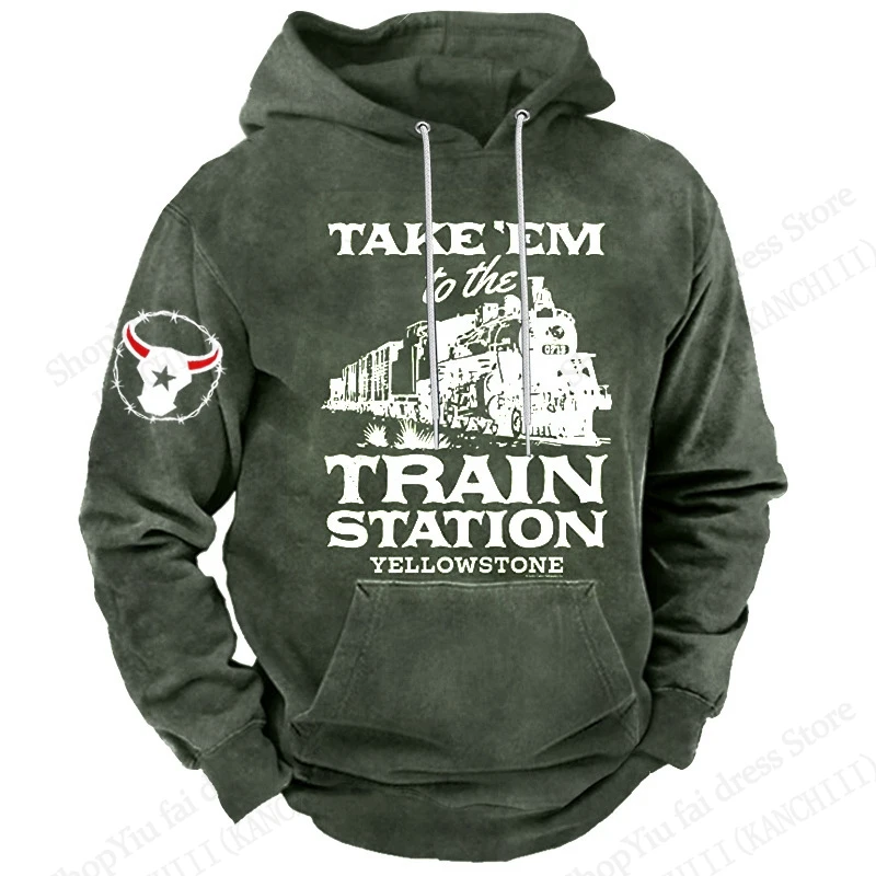 خمر يلوستون كاوبوي ثلاثية الأبعاد طباعة الجرافيك هوديس الرجال النساء موضة المتضخم هوديي البلوز يقع معطف النساء ملابس عرق