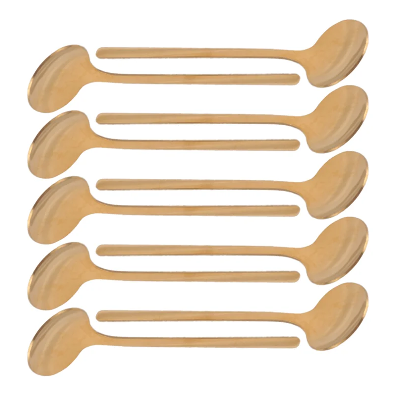 

ABJO-Stainless Steel 10 Pcs Espresso Spoons Teaspoons For Coffee Sugar Dessert Cake Ice Cream Soup Antipasto (Gold)