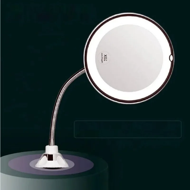 Écran tactile éclairé par LED grossissant 10X, miroirs de maquillage portables pour coiffeuse et cosmétique