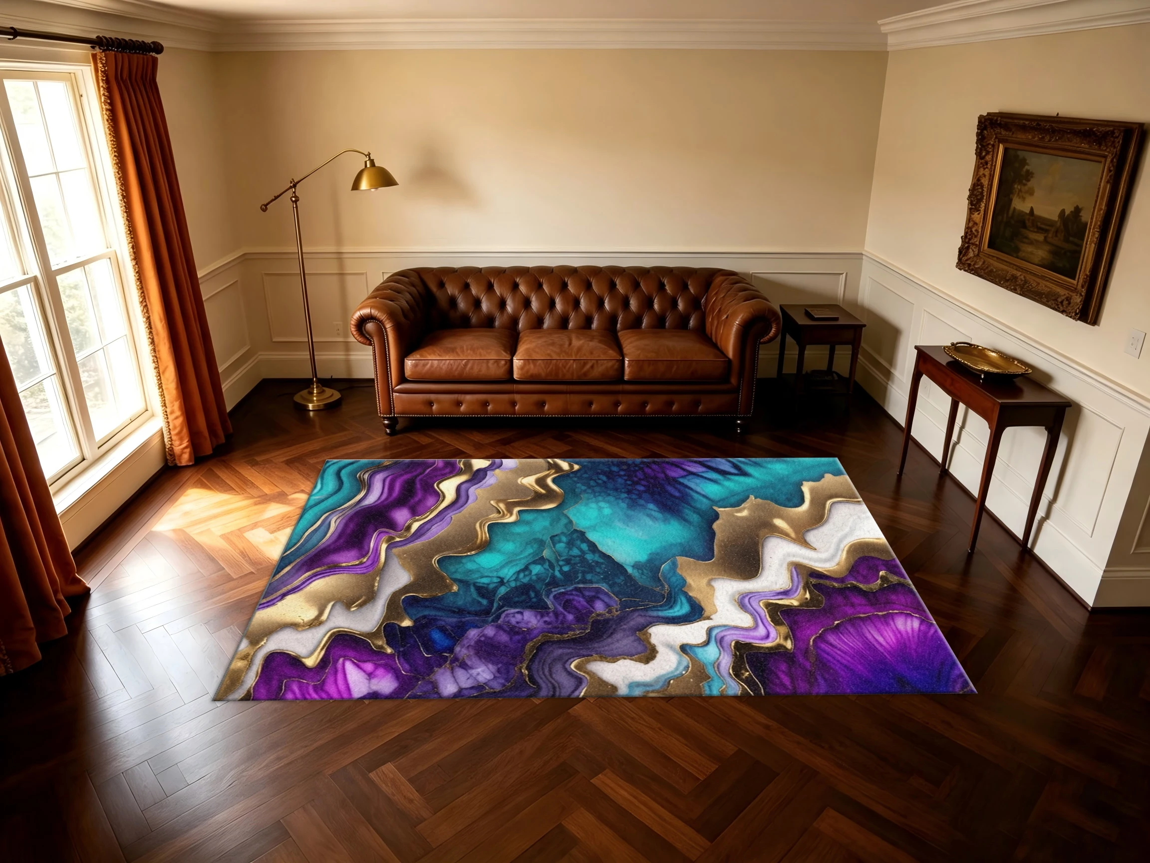 Luxury Agate Marble Gold Foil Area Rug Non‑Slip Abstract Fluid Art Floor Carpet Living Room Bedroom Home Decor