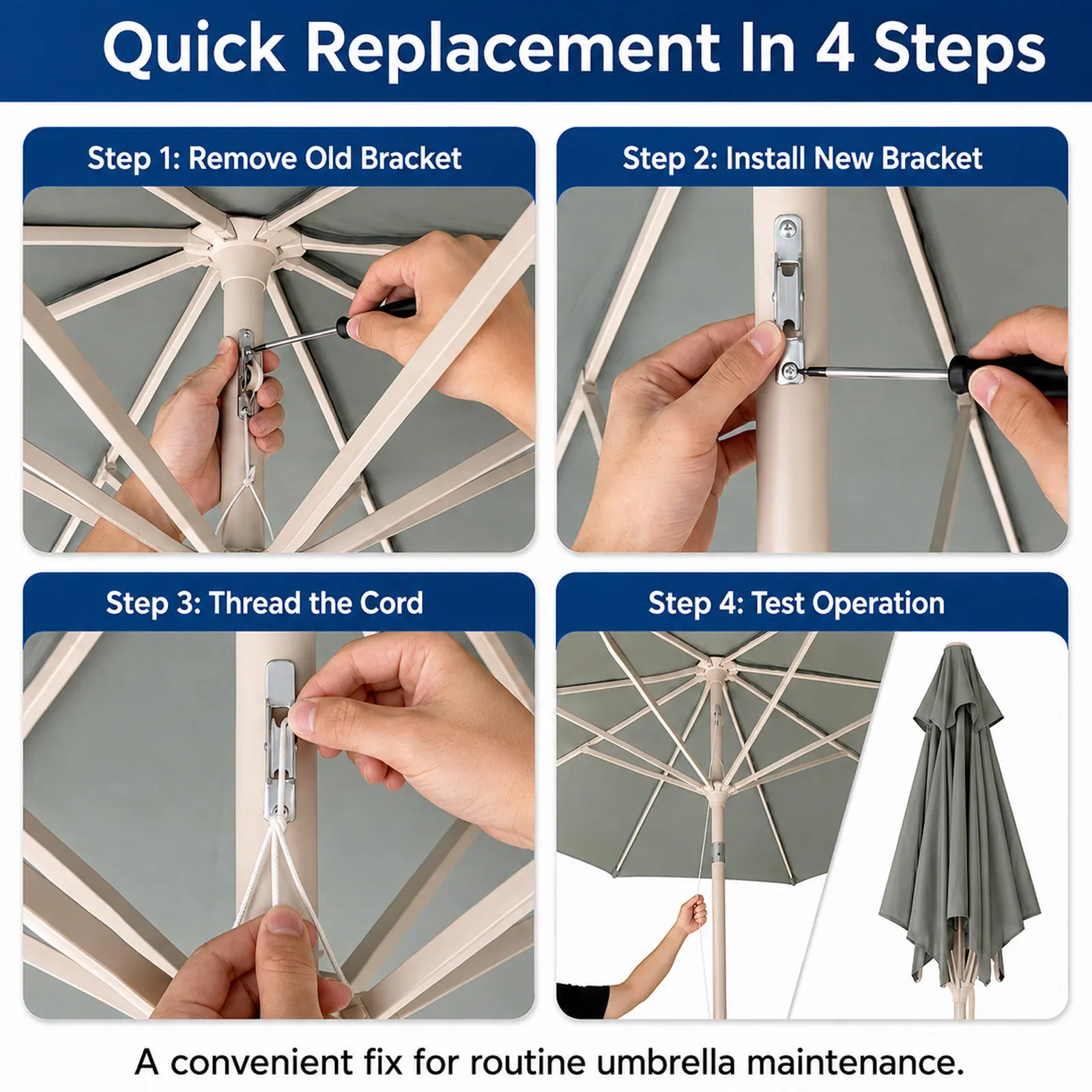 4Pack Umbrella Repair Kit Patio Umbrella Rope Pulley Sliding Door Roller Replacement Parts Parasol Canopy Outdoor Heavy Duty