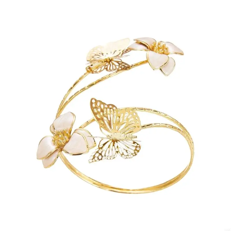 Elegant Zinc Alloy Arm Jewelry With Artistic Floral And Butterfly Detailing 