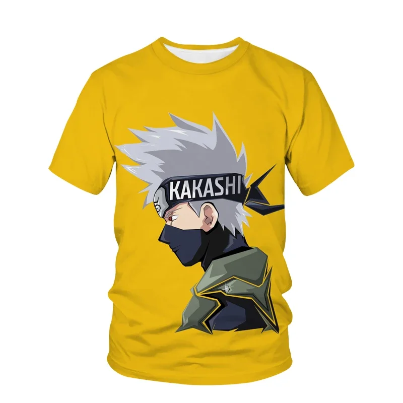 Naruto Boys Girls T-shirt Kakashi Men's T-shirt Anime 3D Print Cartoon Short-sleeved MINISO Men's T-shirt MINISO Men's Clothing