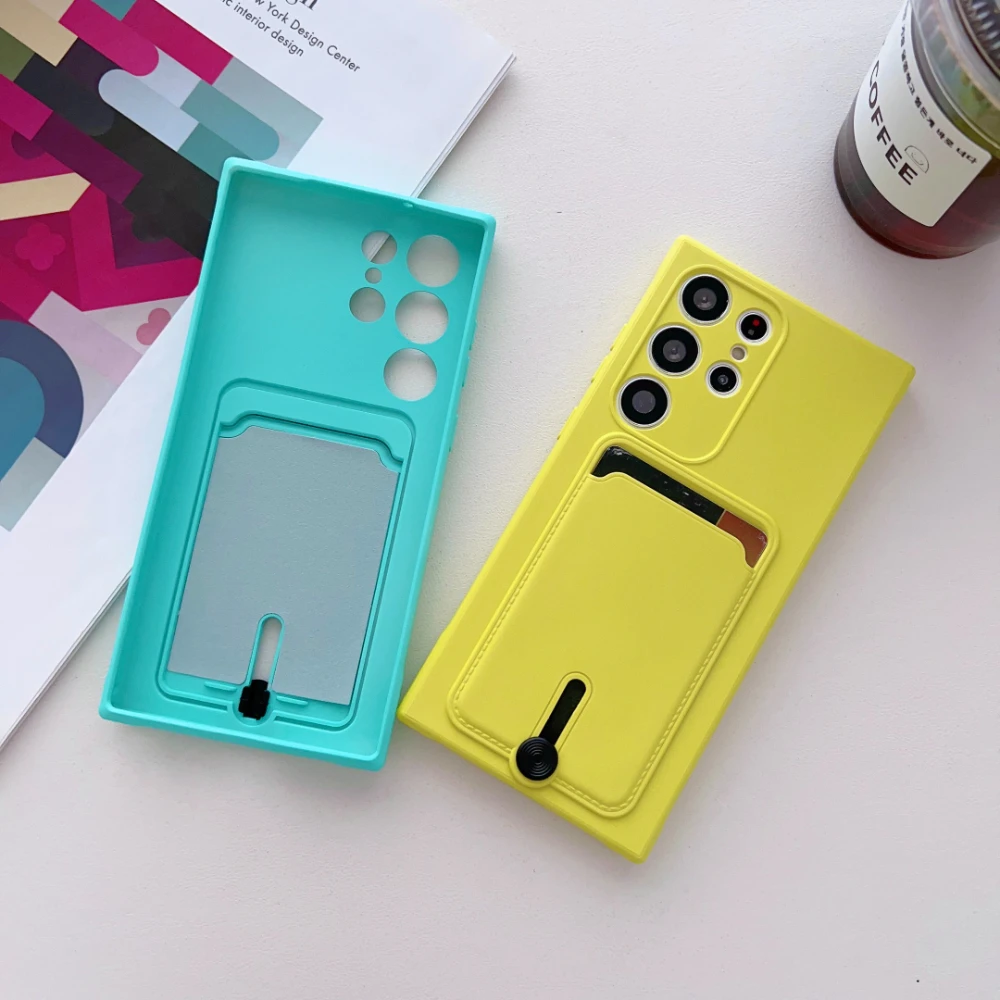 デラックスカラーカード携帯電話ケース,耐衝撃カバー,カード財布,カードスロット,超高,Samsung 21,s20,22,23,24プラス