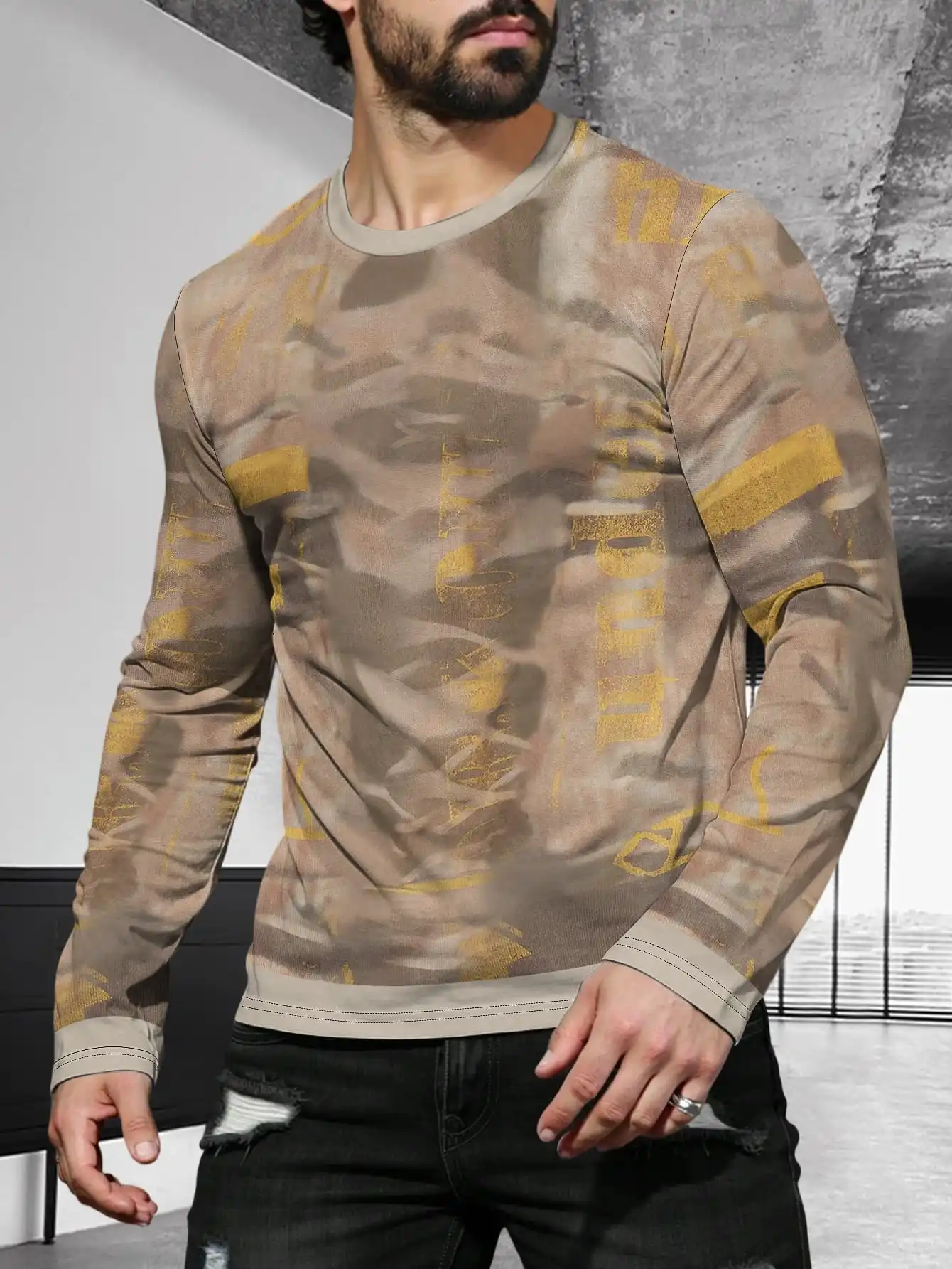 

Повседневные камуфляжные футболки для мужчин, модная красивая футболка с длинным рукавом с 3D принтом, весна и лето, удобная свободная посадка