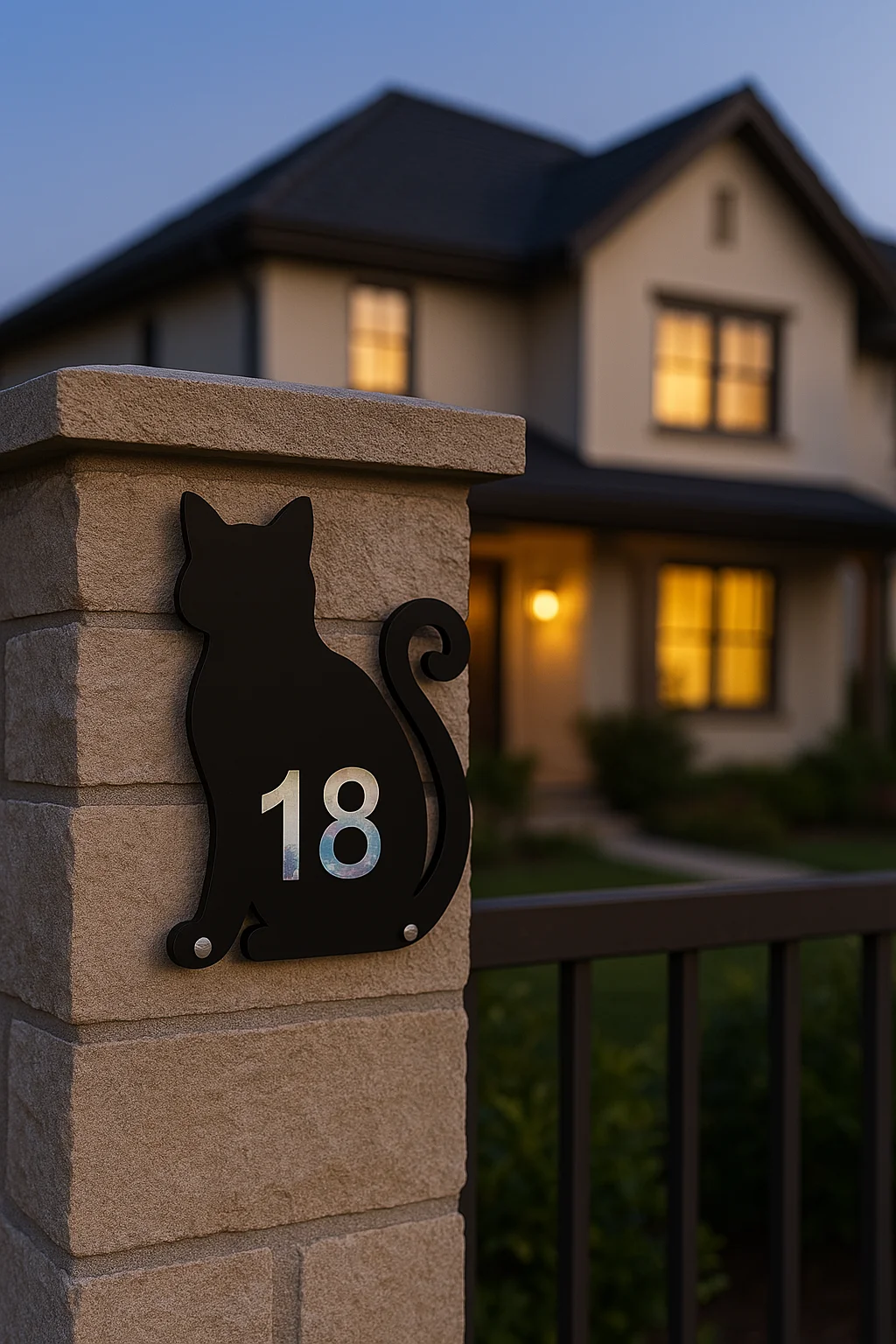 Personalized Acrylic Cat Design House Number Plate – Outdoor Address Sign for Fence or Wall, Durable Screw-Fixed Name Plaque