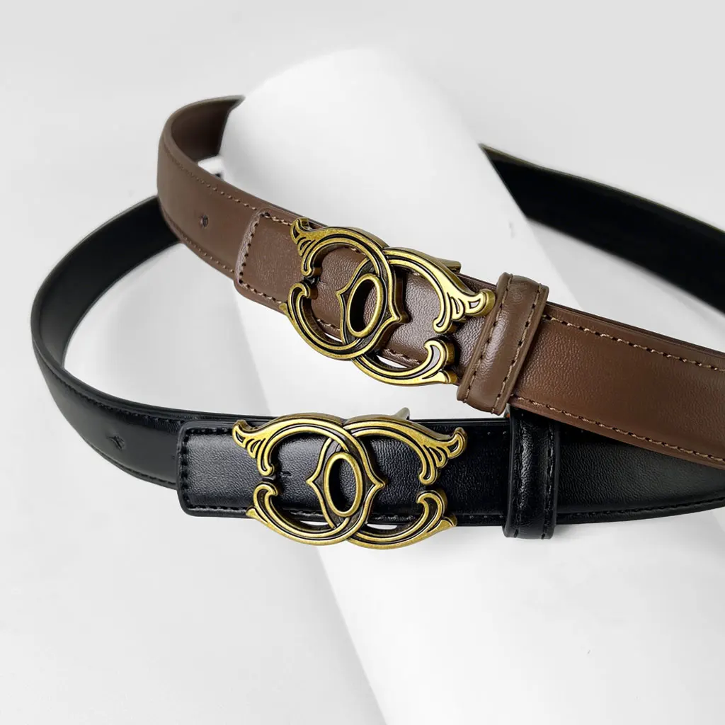 Distressed Metal Letter Buckle High Waist Belt Vintage Style Patchwork Design Slimming Daily Wear Accessory