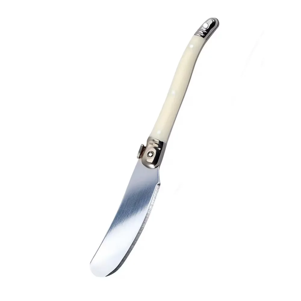 Stainless Steel Butter Knives Cheese Spreader Knife White Plastic Handle Cream Cake Slicer Cheese Spreader