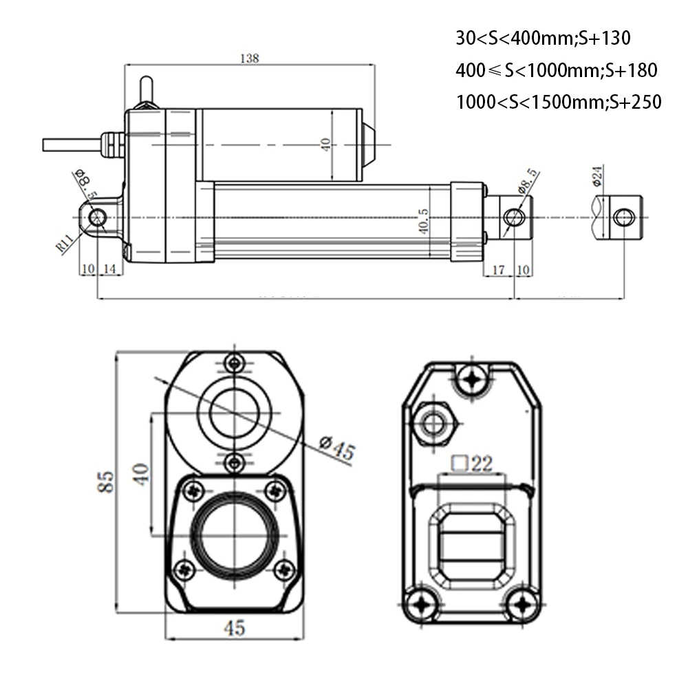 Imagem -03 - Hakiwo-atuador Linear de Motor Elétrico Baixo Ruído Acionamento de Curso Giro Inferior 90 Graus 12v 150 mm mm s 4000n Ip65