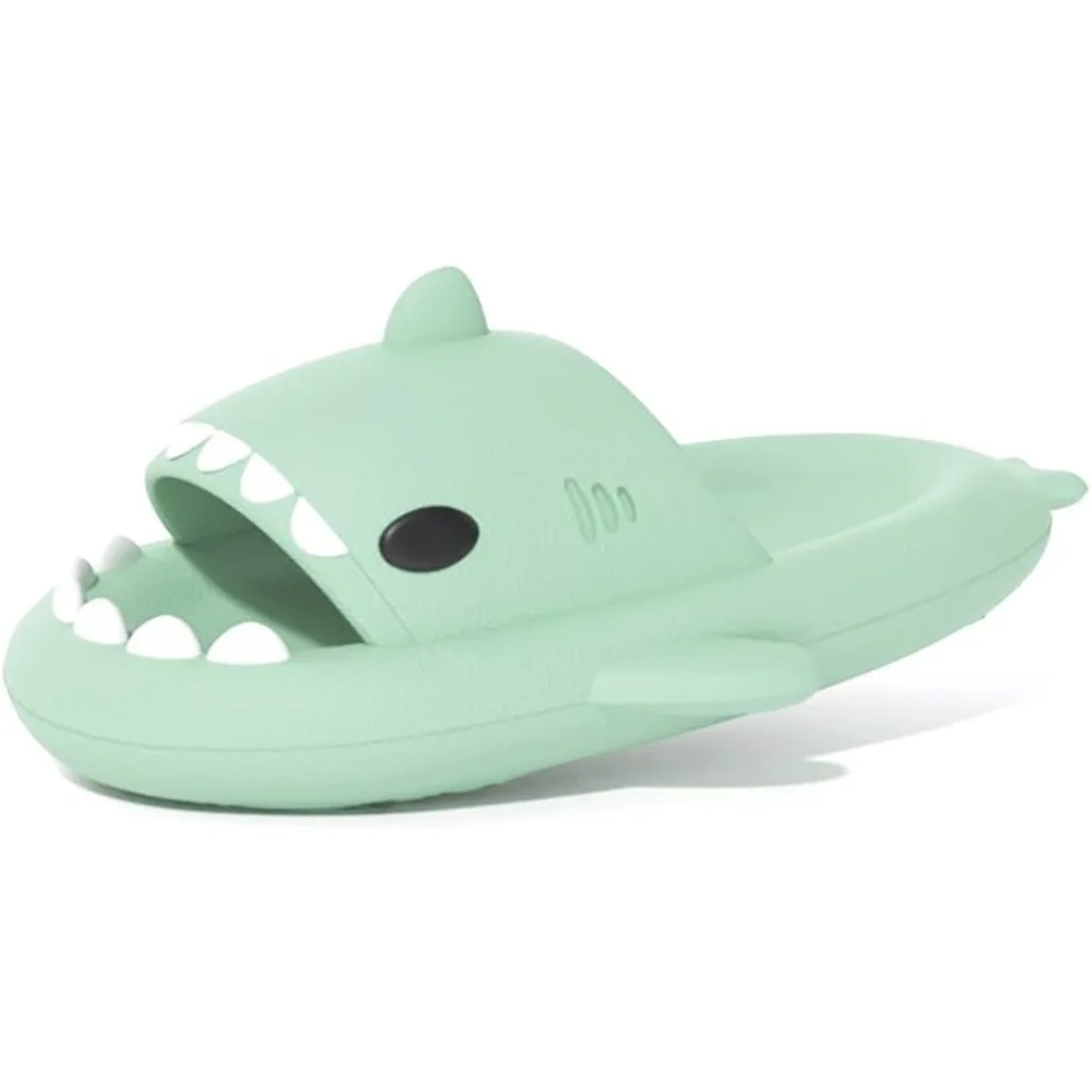 welltree Shark Slides for Women and Men Novelty Pillow Slippers Open Toe Shark Sandals Cushioned Cloud Slides