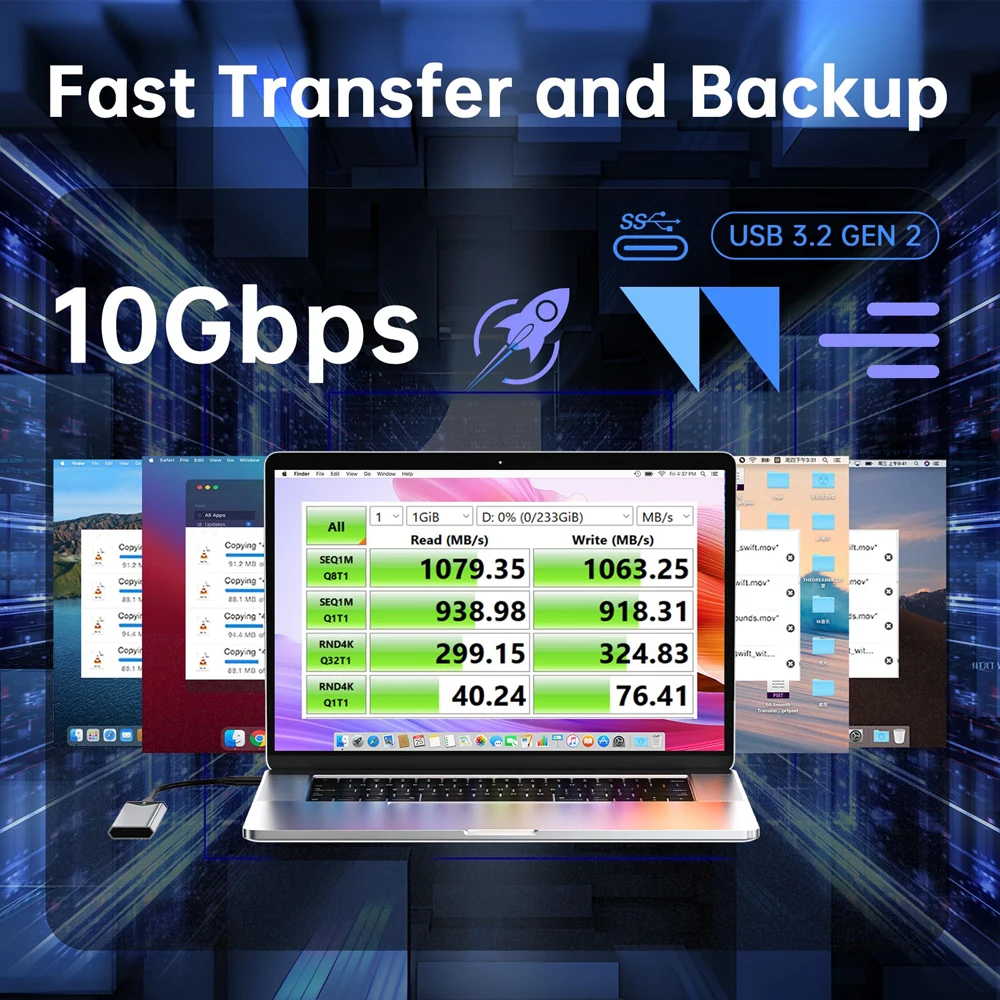 Obudowa SSK M.2 SSD Adapter M.2 NVME SATA SSD 10Gbps Aluminiowa Obudowa Zewnętrzna na Dysk Twardy Obsługa UASP Trim do Obudowy PC
