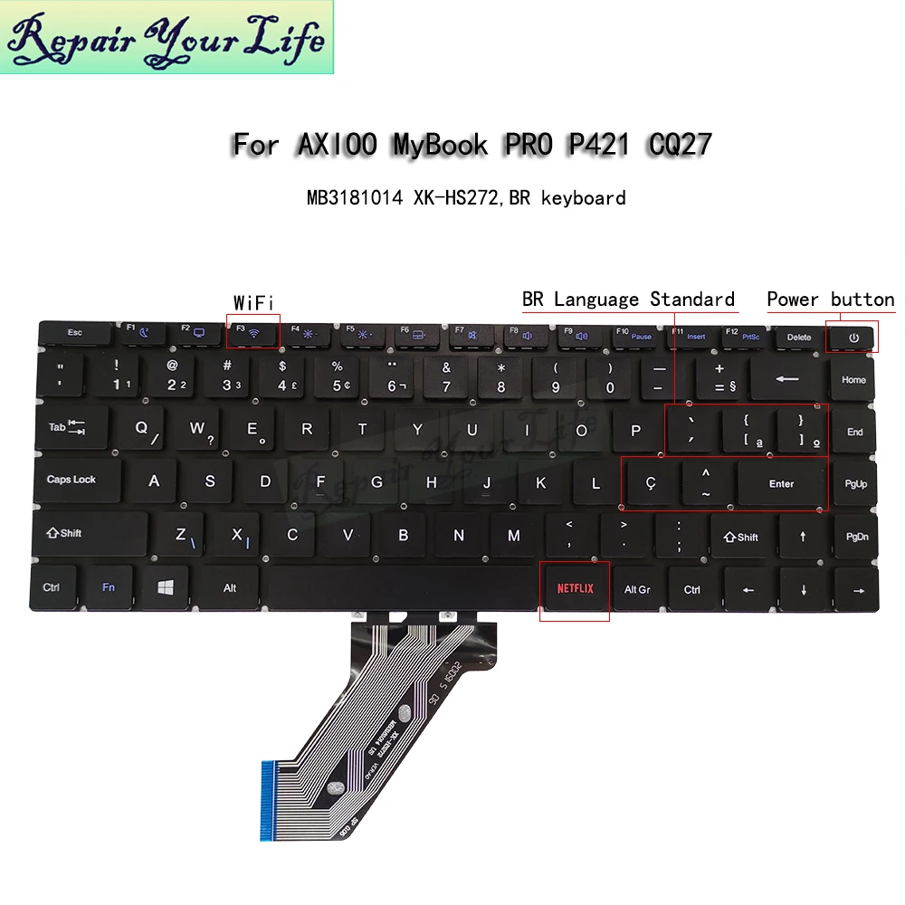 MB3181022 US UK PT-BR Brazil Keyboard for Ultra Multilaser UB530, Compaq CQ27 XK+HS488 MB2906008 XK-HS247 XK-HS272 MB3181014