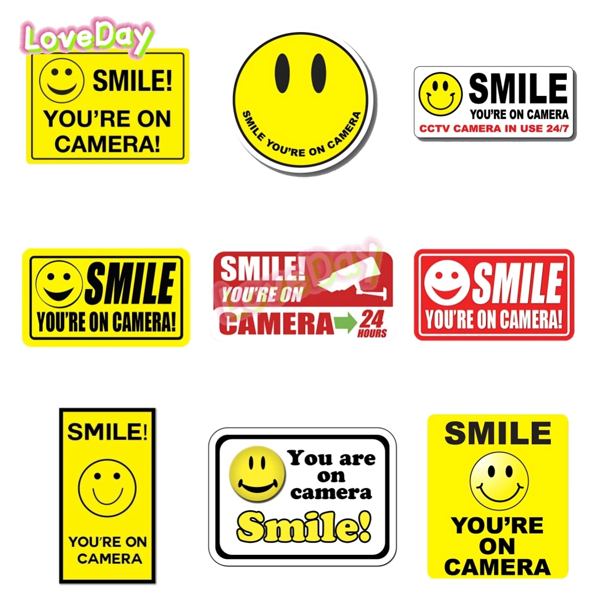 

Smile You're on Camera Sticker Safety Business Video Security System Warning Alarm Decal Vinyl Window Glass Sticker