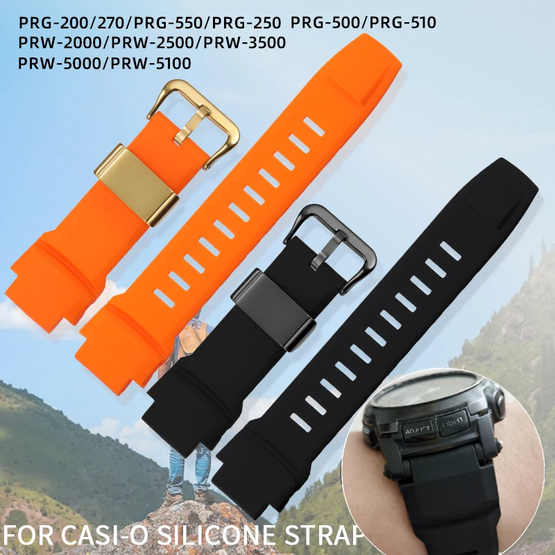 PROTREK strap for Casio PRG-250 260 280 500 550 PRW 2500 5100 5000 3500 soft silicone strap bracelet sports watch  band 26x18mm