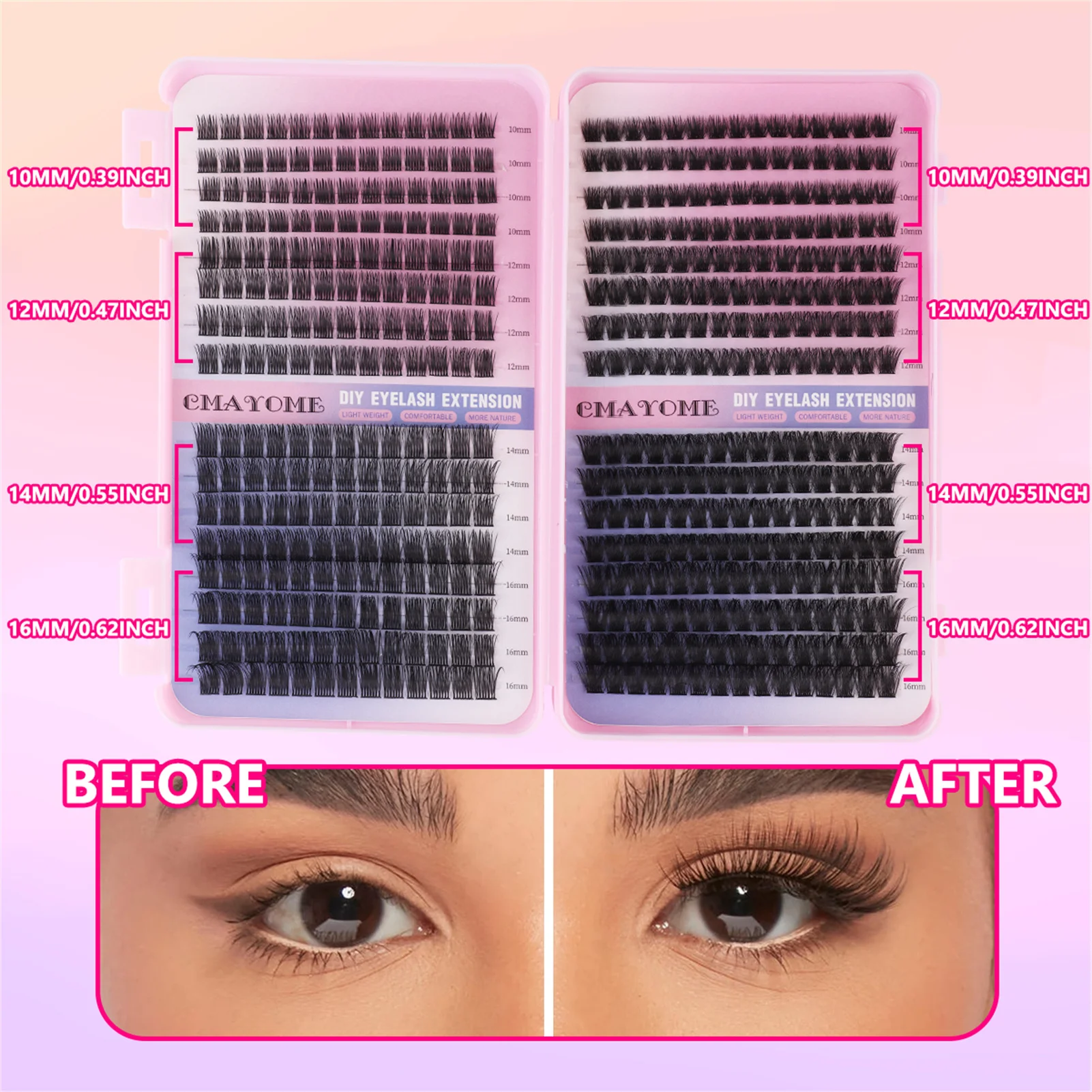 448pcs DIY Lash clusters set False Eyelashes extenstions bond and seal glue Curl Wispy Eyelash for Eye-Lifting Effect DIY Makeup