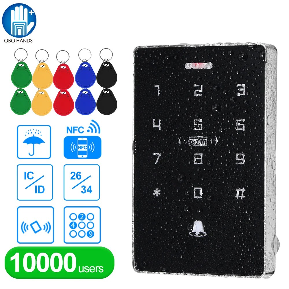 Controlador de acceso NFC RFID, teclado táctil, 125Khz, 13,56 Mhz, doble frecuencia de proximidad, IP68, sistema de Control de acceso impermeable