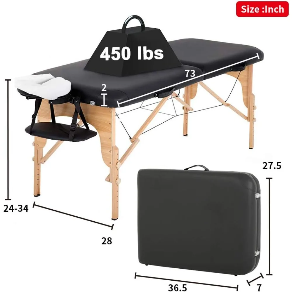 Massage Bed Portable Massage Table 2 Fold Massage Bed Lash Bed Height Adjustable Spa Table