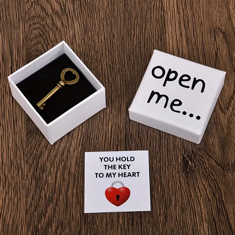 صندوق هدايا مفتاح افتحني له، يمكنك تحمل مفتاح بطاقة رسالة قلبي، هدية مفاجئة لعيد الحب للذكرى السنوية الرومانسية
