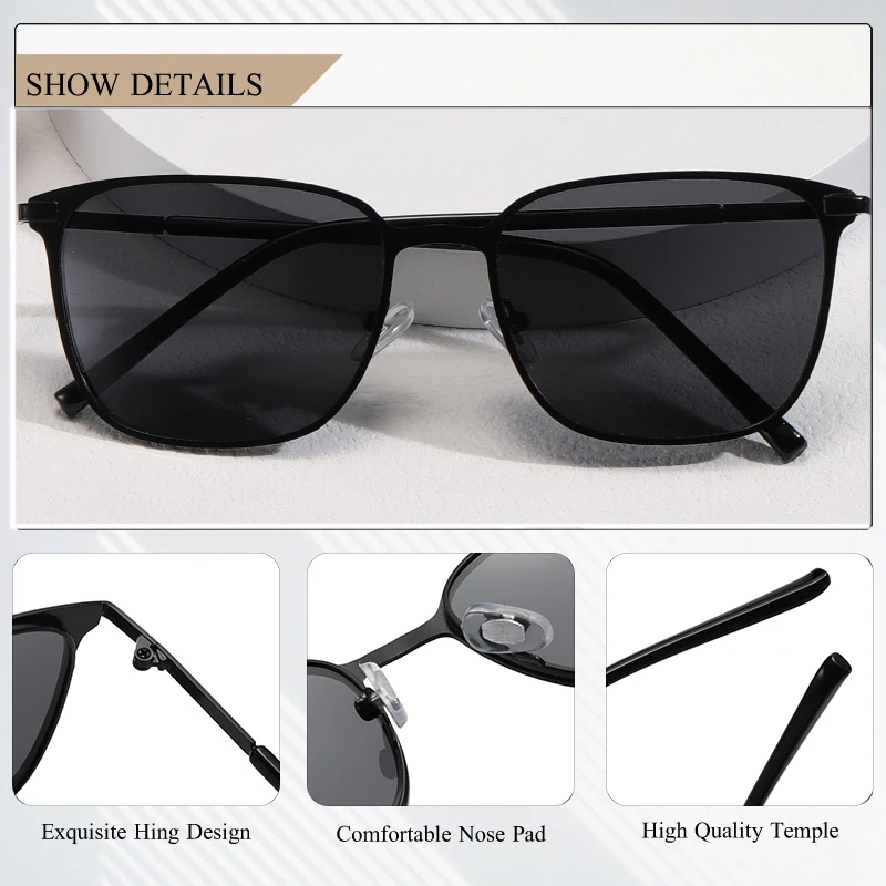 CRIXALIS Ultralight Polarized Sunglasses For Men Anti Glare Driving Sun Glasses Women Vintage Metal Square Trend Shades Eyewear