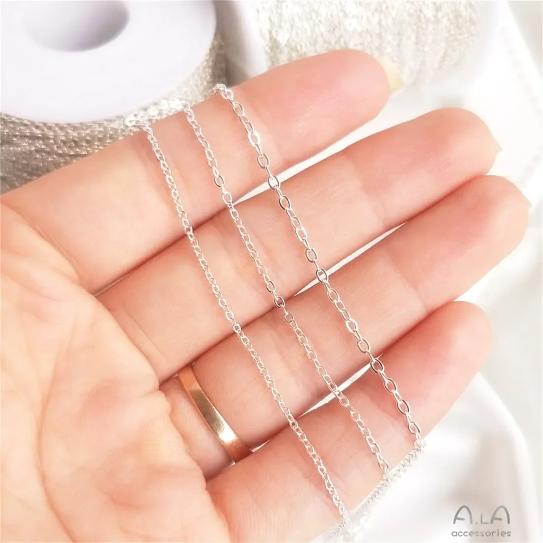 

Korean Copper Chain Plated with S925 Pure Silver O-shaped Cross Chain Loose Chain Handcrafted DIY Necklace Jewelry Accessories