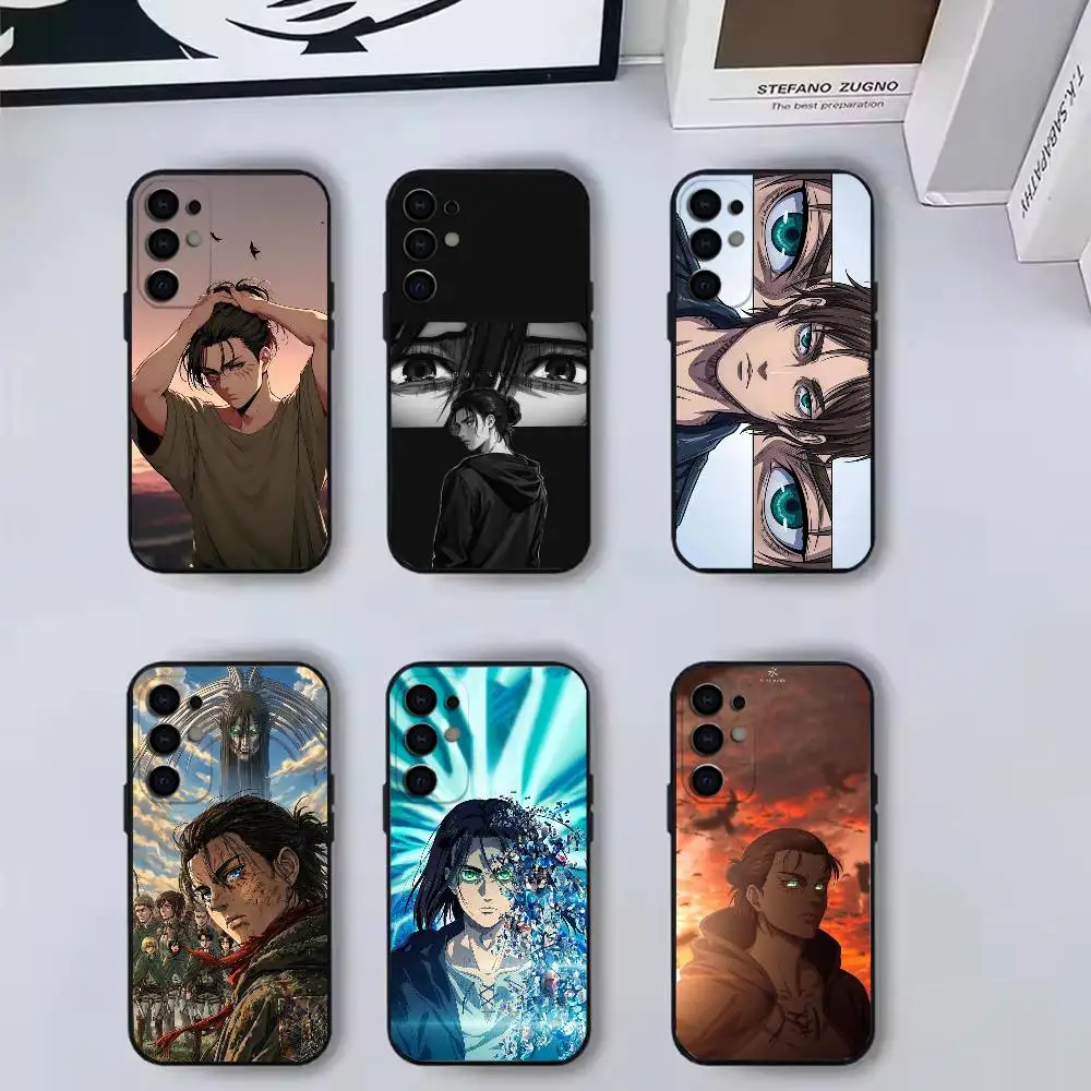 Eren Yeager Attack on Titan Plating  Phone Case For Samsung S25,S24,S21,S22,S23,S30,Ultra,S20,Plus,Fe,Soft Silicone Black Cover