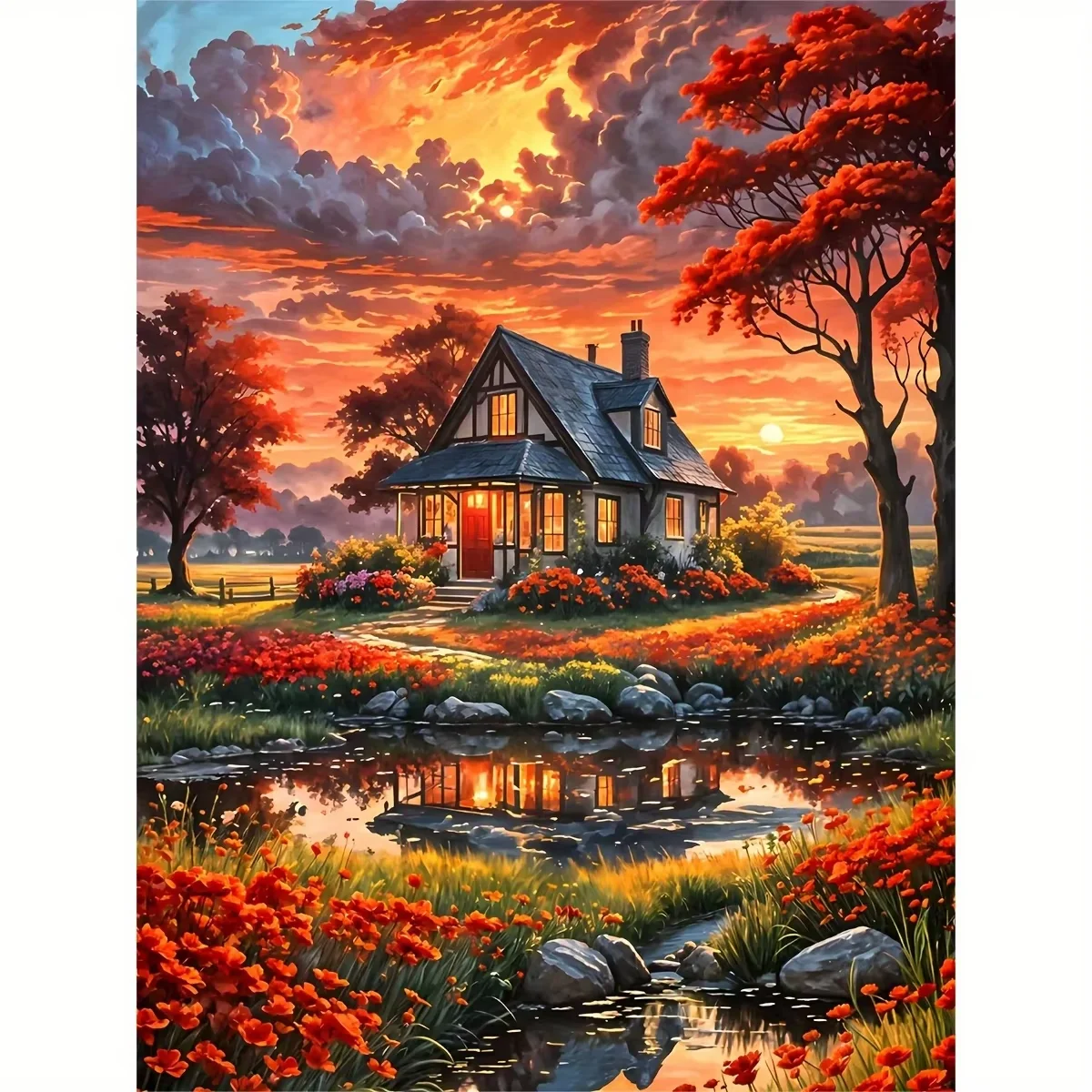 

500/1000/1200/2000PCS Puzzles for Adults, Garden Landscape Theme Under Sunset Jigsaw Puzzles Educational Games Home Decor Gifts