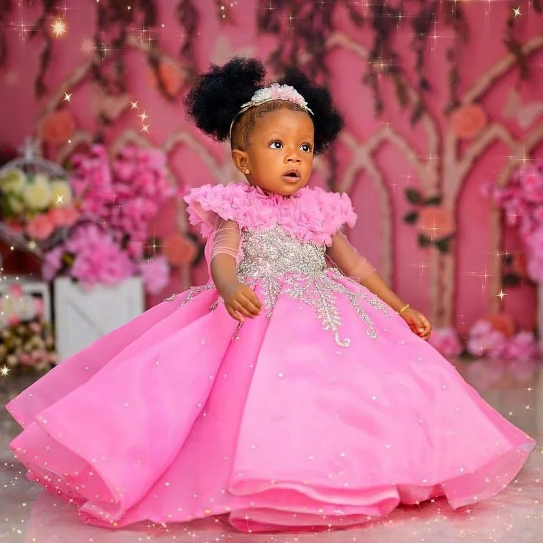 Custom Luxury Flower Girl Dress For Wedding Formal Pageant Gown Elegant Princess Dress For Kids Birthday Party Performance