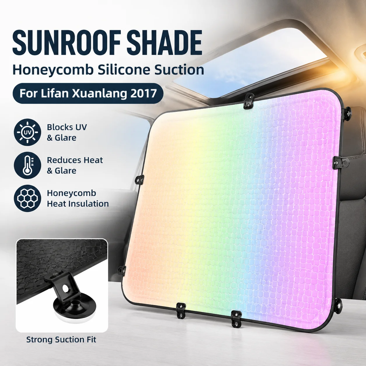 Honeycomb Silicone Suction Sunroof Shade UV Protection Heat Insulation For Lifan Xuanlang 2017 Car Interior Accessory