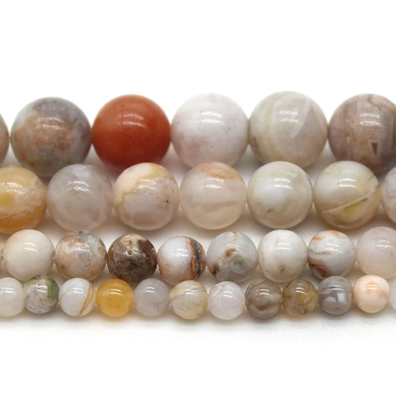 Natural Stone Bamboo Leaf Carnelian Agates Onyx  Round Loose Spacer Beads For Jewelry Making DIY Bracelet Necklace 4/6/8/10/12MM
