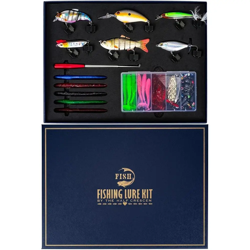 

Полный комплект рыболовных приманок из 104 предметов: скользящая наживка, крючки, грузики, устройство для снятия крючков и многое другое на Рождество 2025 года.