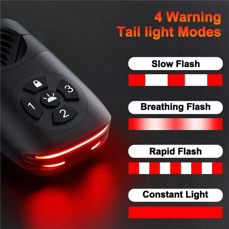 【RECOMENDAR】Bicycle Alarm Password-Protected Taillight Waterproof Bike Brake Warning Light For Airtag