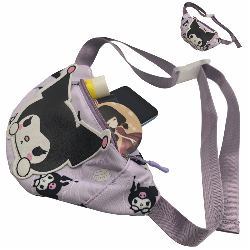 Moda Hello Kitty Kuromi Kids Cartoons Anime Cute Nylon Fanny Pack Shoulder Messenger Fanny Bag Travel Storage Bag Girls Gifts