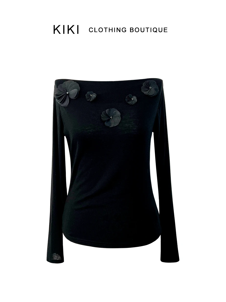 

Женская шелково-шерстяная футболка Kiki Bla, высокоэластичная, приталенная, осенняя новинка, однотонная, с длинным рукавом, круглым вырезом, для повседневной носки