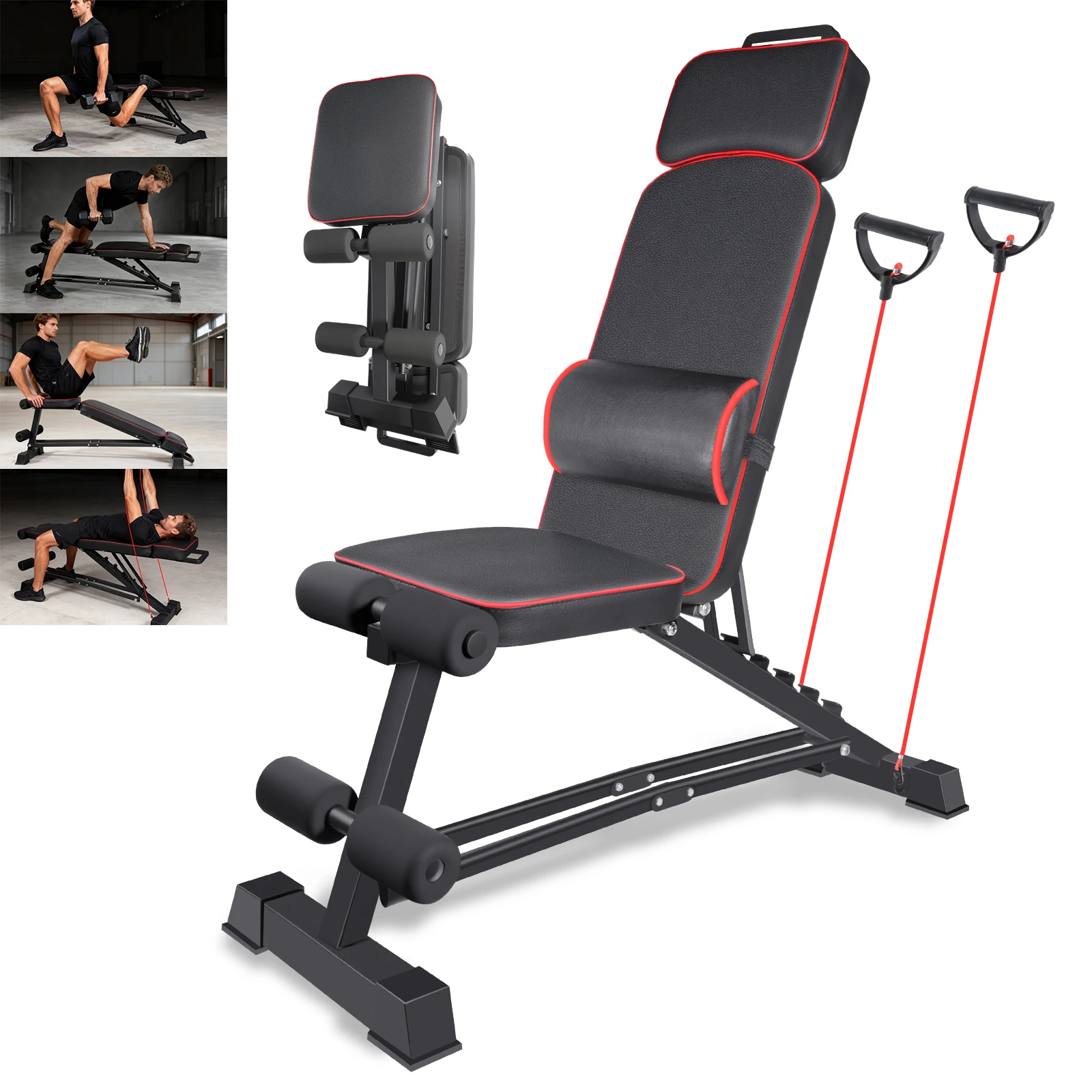 Équipement banc d'haltères domestique, tabouret d'entraînement multifonctionnel, banc de musculation pliable pour entraînement complet du corps, appui-tête allongé