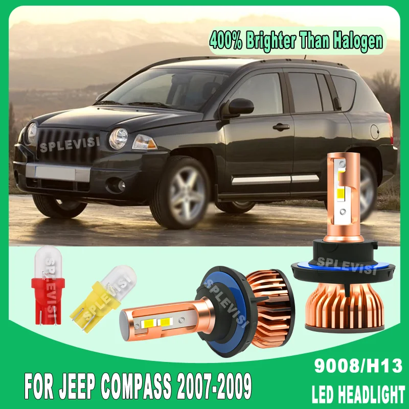 

Weatherproof Swift Heat Dissipation Enhanced Night Driving Safety 30000LM/Pair LED HEADLIGHT For Jeep Compass 2007 2008 2009