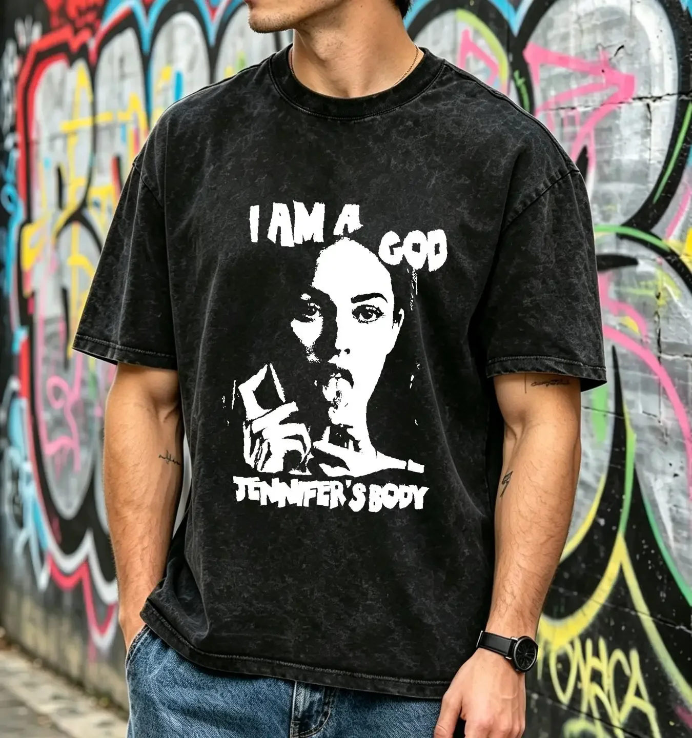 washed T Shirt I'M A God Jennifer Body She'S Going To Eat Your Soul long or short sleeves vintage Washed Breathable graphic