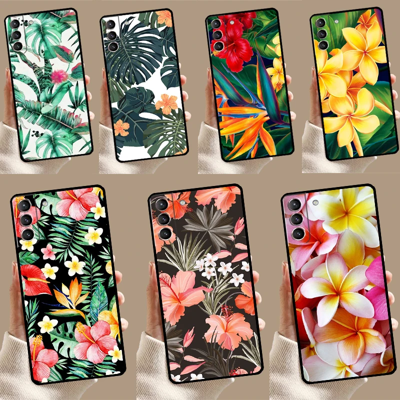 Tropical Paradise Hawaiian Flower Case For Samsung Galaxy S22 S23 S24 Ultra Note 20 10 Plus S8 S9 S10 S20 FE S21 FE Cover