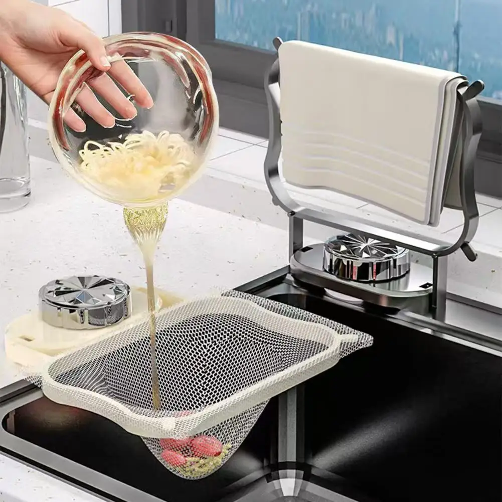 Suction Cup Sink Strainer Drying Rack Foldable Countertop Drain Basket Space-Saving Water Filter For Home Organization