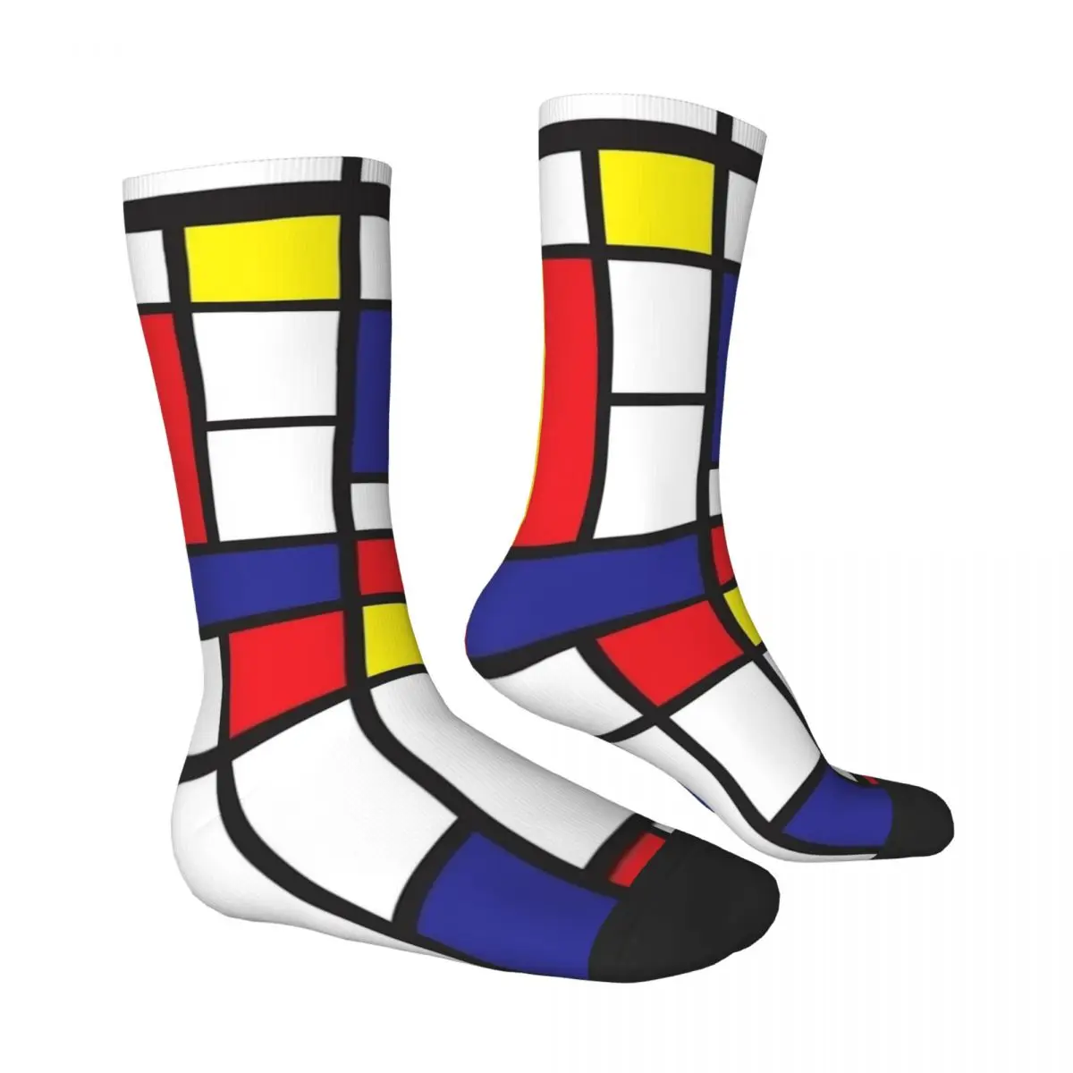 Piet Mondrian Socks Abstract Geometric Art Red Blue Yellow Rectangles Vintage Stockings Women Men Medium Socks Non Slip Socks