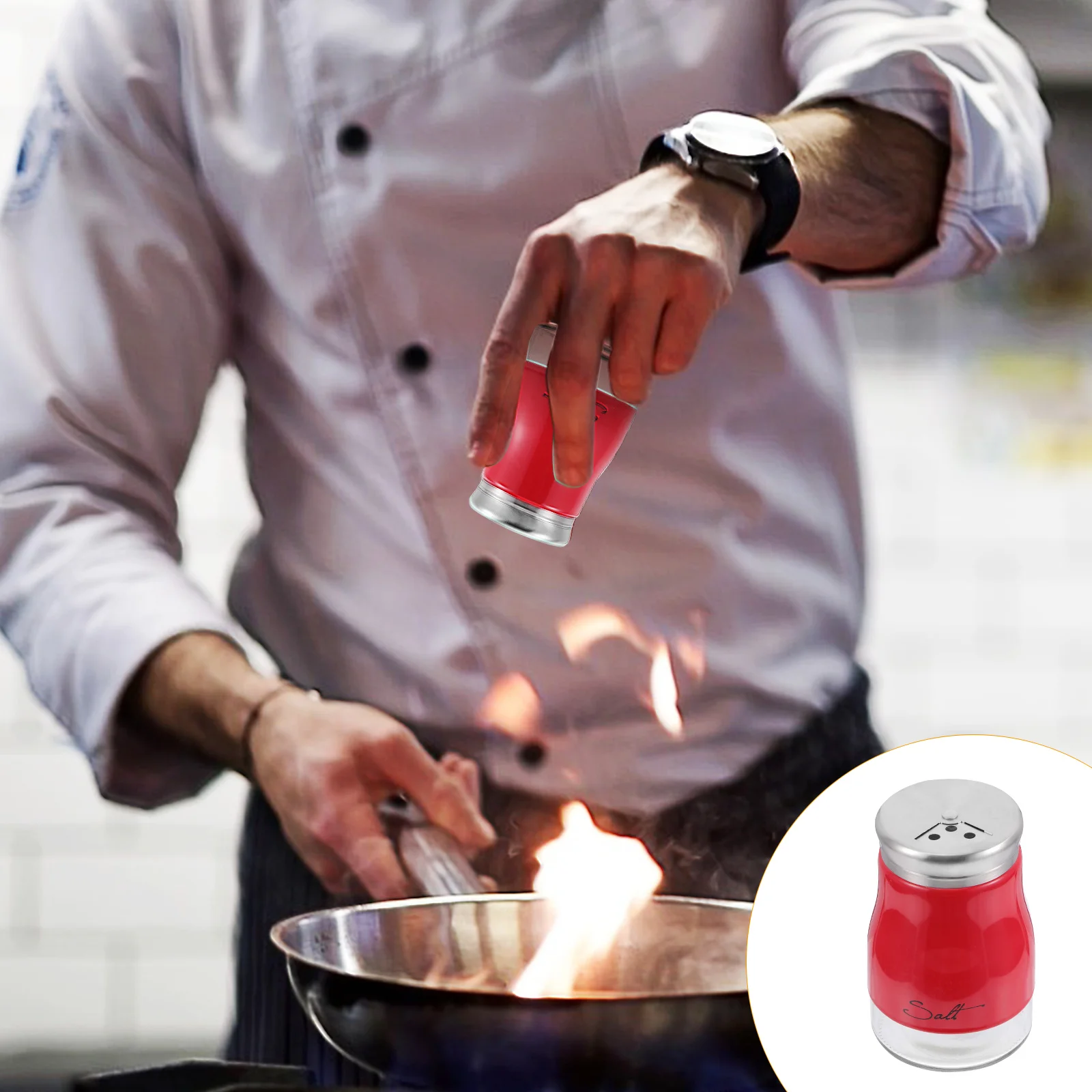 

2Pcs Glass Seasoning Shaker Stainless Steel Lid Salt Pepper Spice Jar for Kitchen Storage Outdoor Camping Bbq Use