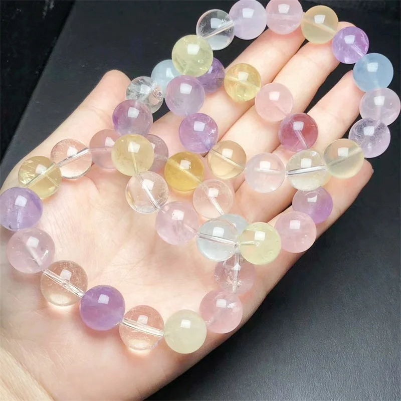 

Natural Macaron Asai Quartz Bracelets Women Fashion Colorful Crystal Reiki Healing Lucky Bangles Lovers Jewelry Gift 1PCS 14MM