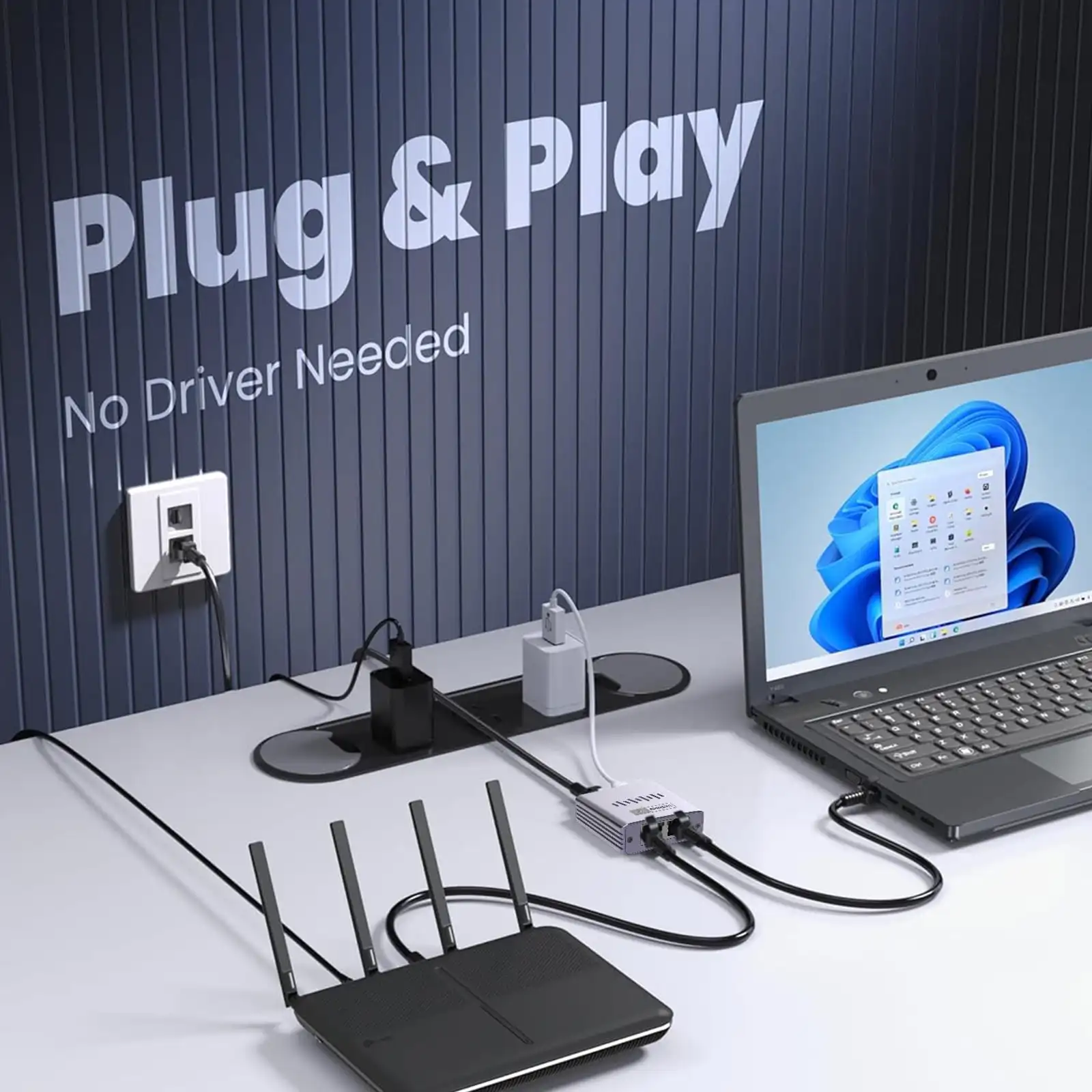 فاصل إيثرنت 1 إلى 2 1000 ميجابت في الثانية عالي السرعة RJ45 الفاصل حافظة ألومنيوم رفيعة للغاية مقسم جيجابت LAN لكابلات Cat5/6/7/8 #2