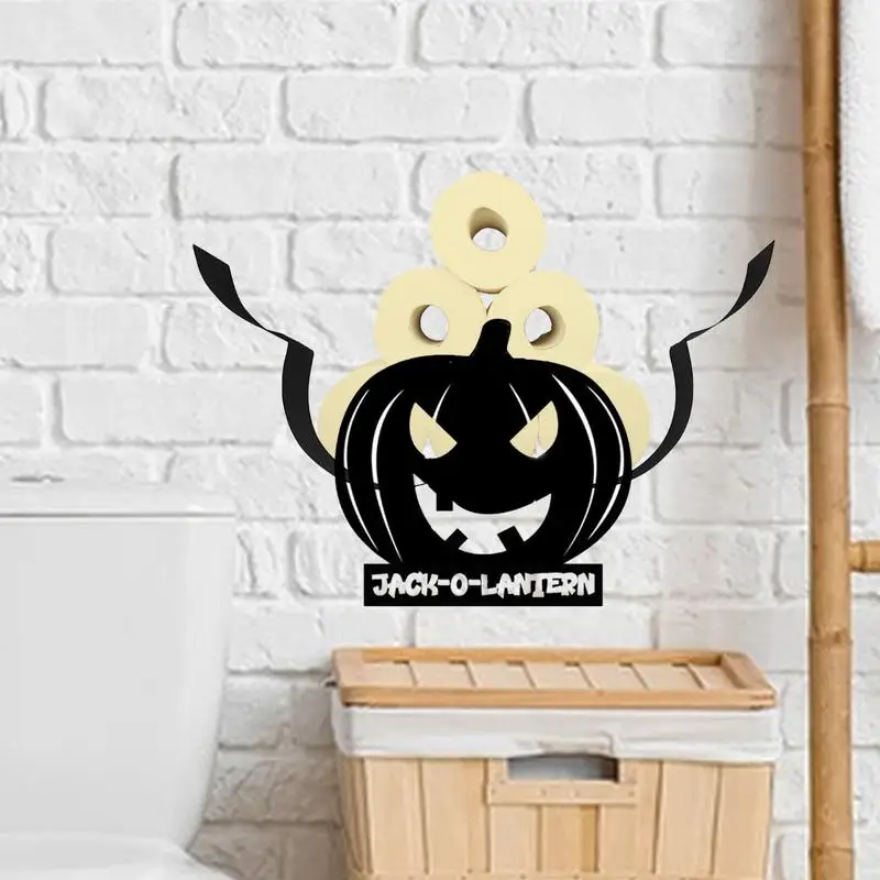 Halloween Towel Holder Toilet Paper Stand Pumpkin Bathroom Tissue Holder Countertop Tissue Paper Rack Kitchen Roll Holder