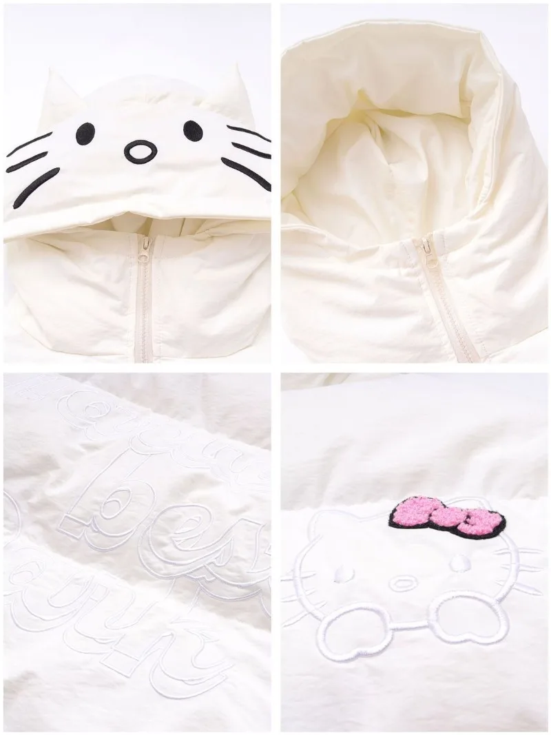 Miniso New Hello Kitty Cotton Jacket Hooded Zipper Jacket for Women Outdoor Sports Cotton Coat Women 2025 Winter Clothes Women