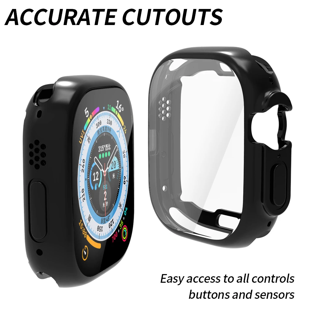 360 Full Clear Case for Apple Watch Ultra 49MM TPU Smartwatch Screen Protector for iWatch Series 8/7 41mm 45mm Protective Cover